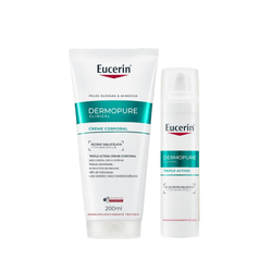 Kit Eucerin Creme Corporal Antiacne Dermo Pure  200ml + Sérum Facial Dermopure Clinical Efeito Triplo 40ml