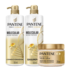 Kit Pantene Condicionador Molecular Bond Repair 510ml + Máscara De Tratamento Capilar 270ml + Shampoo Molecular 510ml