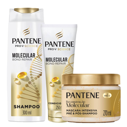 Kit Pantene Condicionador Molecular Bond Repair 250ml + Shampoo Molecular Bond Repair 300ml + Máscara De Tratamento Capilar Molecular Bond Repair 270ml