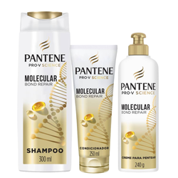 Kit Pantene Condicionador Molecular Bond Repair 250ml + Creme Para Pentear 240g + Shampoo 300ml