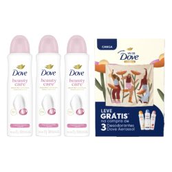 Kit Dove Desodorante Aerosol Beauty Finish 150ml  3 Unidades + Grátis Canga
