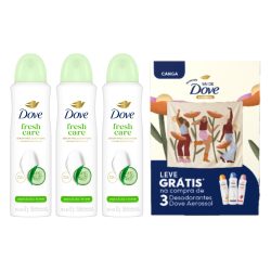 Kit Dove Desodorante Aerosol Go Fresh Pepino E Chá Verde 150ml 3 Unidades + Grátis Canga