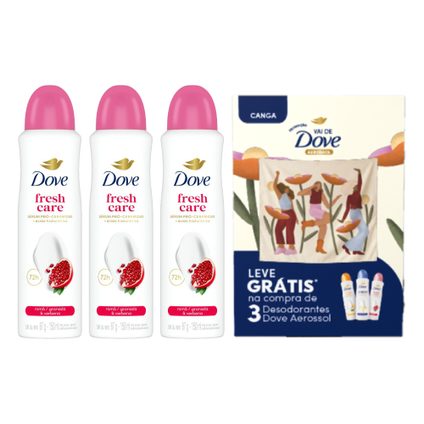 Kit Dove Desodorante Aerosol Go Fresh Romã E Verbena 150Ml 3 unidades + Grátis Canga 