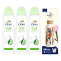 Kit Dove Desodorante Aerosol Go Fresh Pepino E Chá Verde 150Ml 3 unidades + Grátis Garrafa