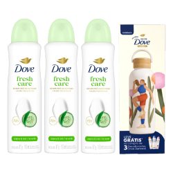 Kit Dove Desodorante Aerosol Go Fresh Pepino E Chá Verde 150ml 3 Unidades + Grátis Garrafa 