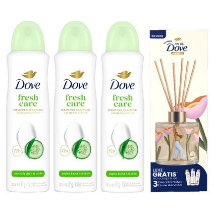 Kit Desodorante Aerosol Go Fresh Pepino E Chá Verde 150Ml 3 unidades + Grátis Difusor