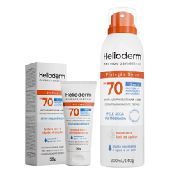Kit Helioderm Protetor Solar Corporal Aerosol Fps70 200ml + Protetor Solar Facial Fps70 Sem Cor 50g