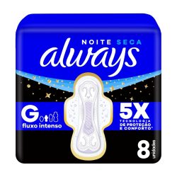 Absorvente Always Noturno Tamanho G Seca Com Abas 8 Unidades