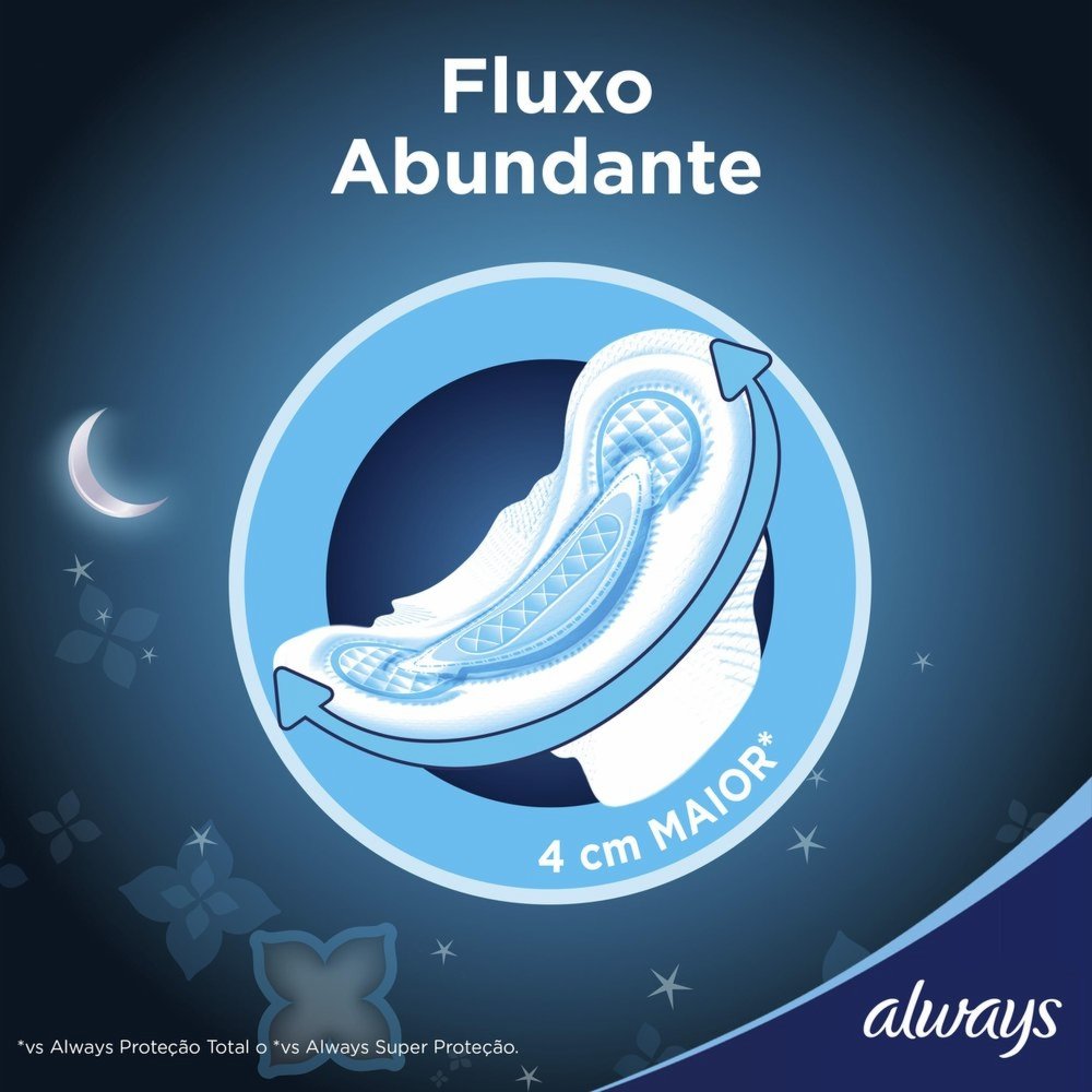 ABSORVENTE NOTURNO ALWAYS NOITES TRANQUILAS SECA COM ABAS LEVE 8 PAGUE 7