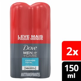 DESODORANTE AEROSOL DOVE MEN+CARE PROTEÇÃO TOTAL 150ML X 2 UNIDADES