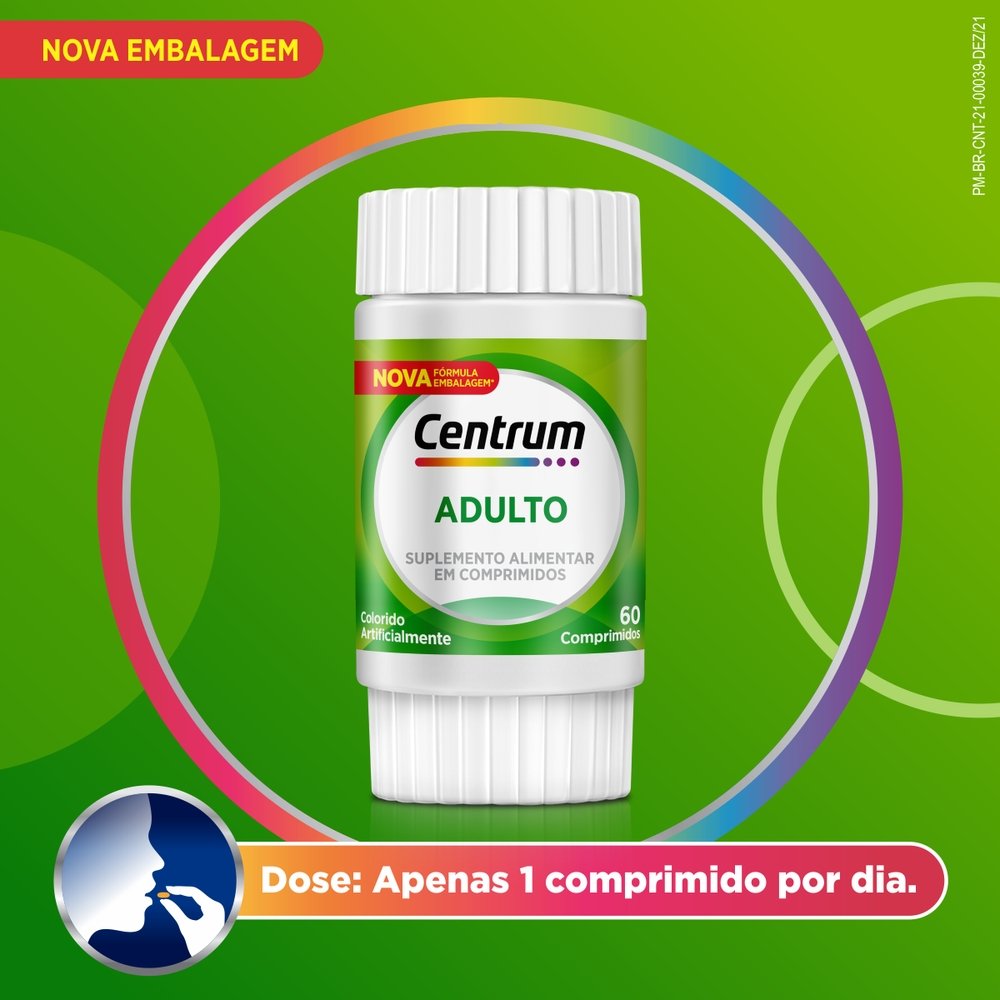 Centrum Multivitaminico Adulto Com Vitaminas De A A Z 60 Comprimidos ...