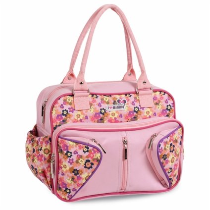 BOLSA BABY GO MÉDIA COM TROCADOR MINNIE ROSA ESTAMPADO