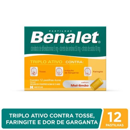 PASTILHA MEL E LIMÃO BENALET 12 PASTILHAS