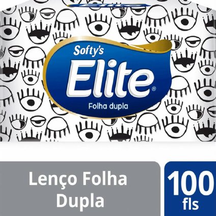 LENÇO DE PAPEL SOFTY'S ELITE FOLHA DUPLA COM 100 UNIDADES