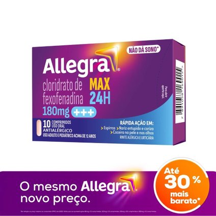 ANTIALÉRGICO ALLEGRA 180MG 10 COMPRIMIDOS