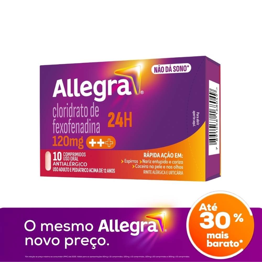 Antialérgico Allegra 120mg 10 Comprimidos