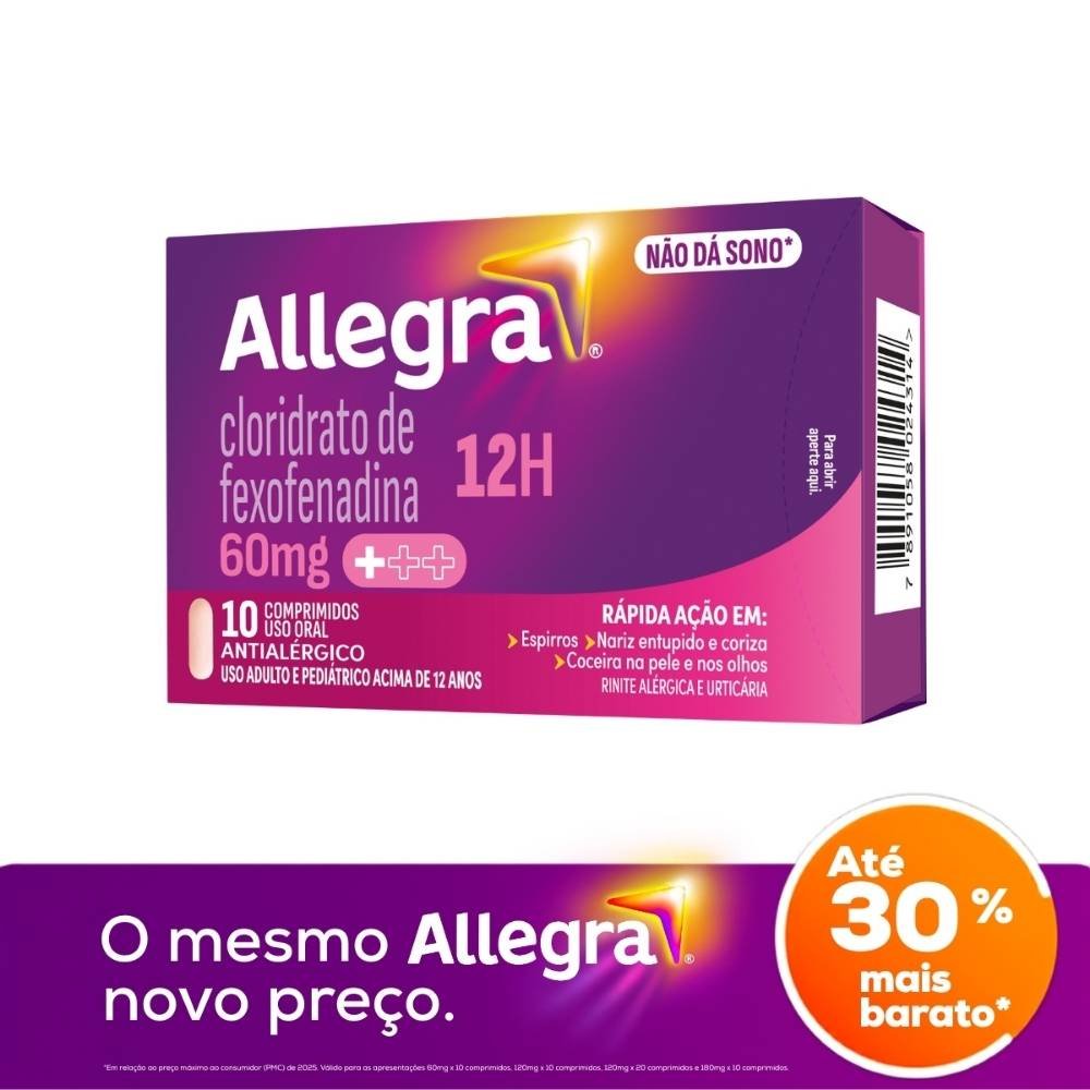 Antialérgico Allegra 60mg Com 10 Comprimidos