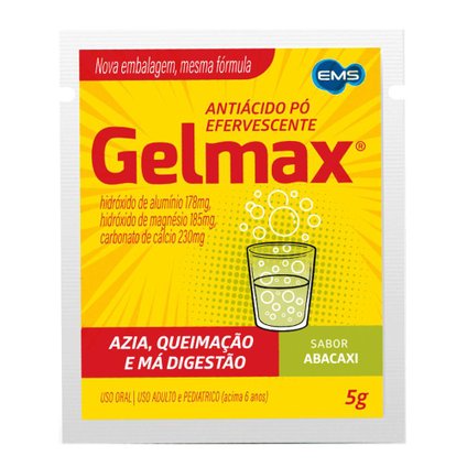 ANTIÁCIDO GELMAX EFERVESCENTE SABOR ABACAXI SACHÊ 5G