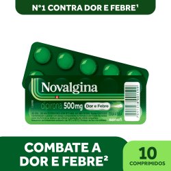 Analgésico E Antitérmico Novalgina Dipirona 500mg 10 Comprimidos