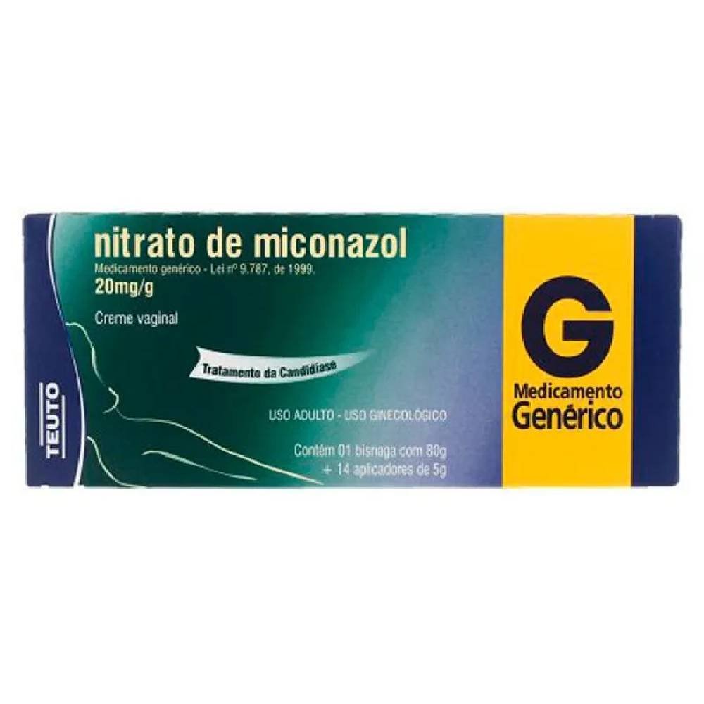Nitrato De Miconazol 20mg/g Creme Vaginal 80g + 14 Aplicadores Teuto Genérico