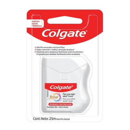 FIO DENTAL COLGATE TOTAL ENCERADA 25M