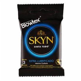 PRESERVATIVO BLOWTEX SKYN EXTRA LUBRIFICADO COM 3 UNIDADES