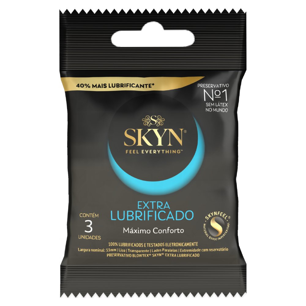 Preservativo Blowtex Skyn Extra Lubrificado Com 3 Unidades