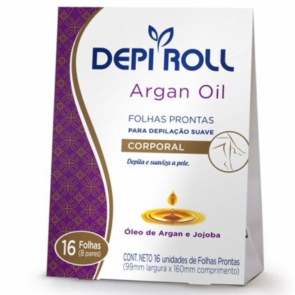 FOLHA DEPILATÓRIA DEPILROLL CORPORAL ARGAN OIL 16 UNIDADES