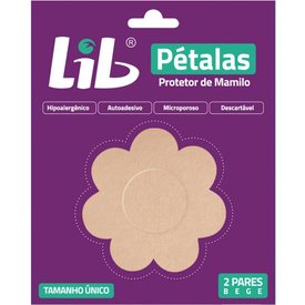 PROTETOR DE MAMILO LIB PÉTALAS TAMANHO ÚNICO BEGE COM 2 PARES
