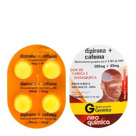 DIPIRONA + CAFEÍNA 500MG + 65MG 4 COMPRIMIDOS NEOQUÍMICA GENÉRICO