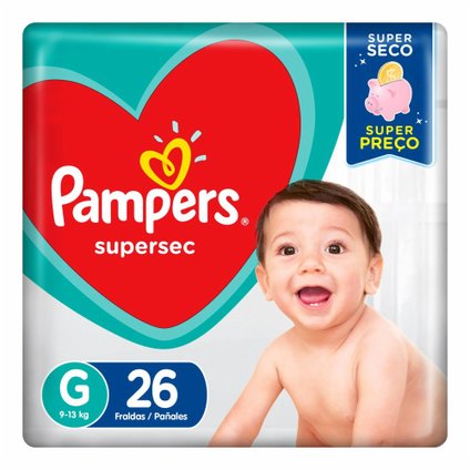 FRALDA PAMPERS SUPERSEC G COM 26 UNIDADES