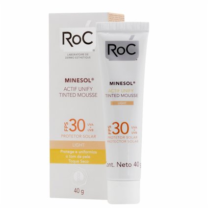 PROTETOR SOLAR ROC MINESOL ACTIF UNIFY TINTED MOUSSE LIGHT (CLARO) FPS 30 40G