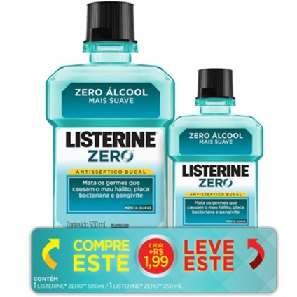 ENXAGUATÓRIO LISTERINE COOL MINT ZERO 500ML + 250ML
