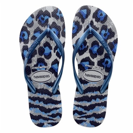 SANDÁLIAS HAVAIANAS SLIM ANIMALS GELO/MARINHO 33/34