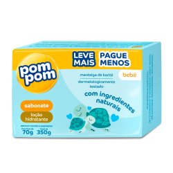 Kit Sabonete Infantil Pom Pom Hidratante 5 Unidades Com 70g Cada