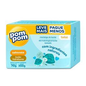 KIT SABONETE INFANTIL POM POM HIDRATANTE 5 UNIDADES COM 70G CADA