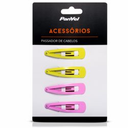 Tic Tac De Cabelo Panvel Acessórios Coloridos Com 4 Und: 2 Rosas 2 Amarelos