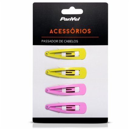 TIC TAC DE CABELO PANVEL ACESSÓRIOS COLORIDOS COM 4 UND: 2 ROSAS 2 AMARELOS