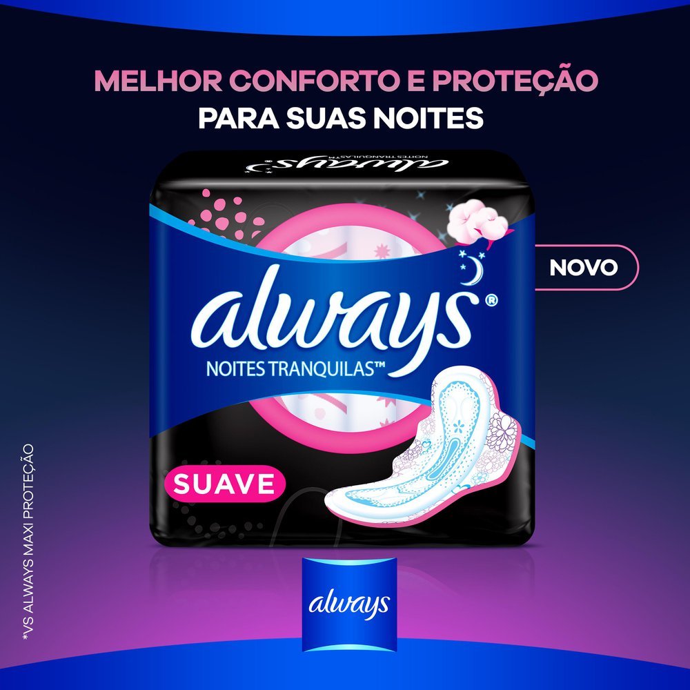 ABSORVENTE NOTURNO ALWAYS NOITES TRANQUILAS SUAVE COM ABAS 32 UNIDADES