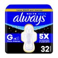 Kit Absorvente Always Noite Seca Com Abas 32 Unidades Grátis Absorvente Interno Tampax Fluxo Moderado + Intenso 8 Unidades