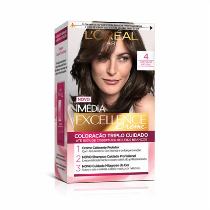 TINTURA PERMANENTE IMÉDIA EXCELLENCE DE L'ORÉAL PARIS 4 CASTANHO NATURAL