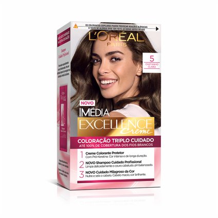 TINTURA PERMANENTE IMÉDIA EXCELLENCE DE L'ORÉAL PARIS 5 CASTANHO CLARO