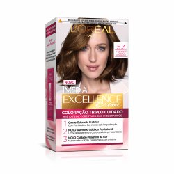 Tintura Permanente Imédia Excellence De L'oréal Paris 5.3 Castanho Claro Dourado