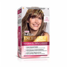 TINTURA PERMANENTE IMÉDIA EXCELLENCE DE L'ORÉAL PARIS 7.1 LOURO ACINZENTADO