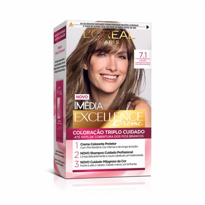 TINTURA PERMANENTE IMÉDIA EXCELLENCE DE L'ORÉAL PARIS 7.1 LOURO ACINZENTADO