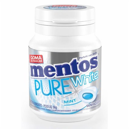 GOMA DE MASCAR MENTOS PURE WHITE GARRAFA 56G