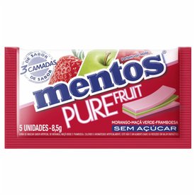 GOMA DE MASCAR MENTOS PURE FRUIT 3 CAMADAS 8,5G