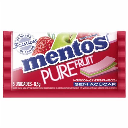 GOMA DE MASCAR MENTOS PURE FRUIT 3 CAMADAS 8,5G
