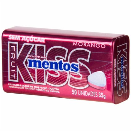 PASTILHA KISS MORANGO MENTOS LATA 35G