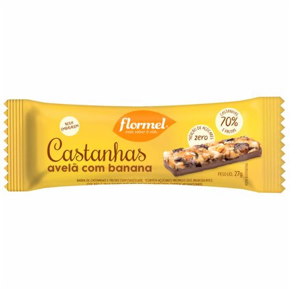 BARRA BANANA+AVELÃ CHOCOLATE ZERO FLORMEL 27G